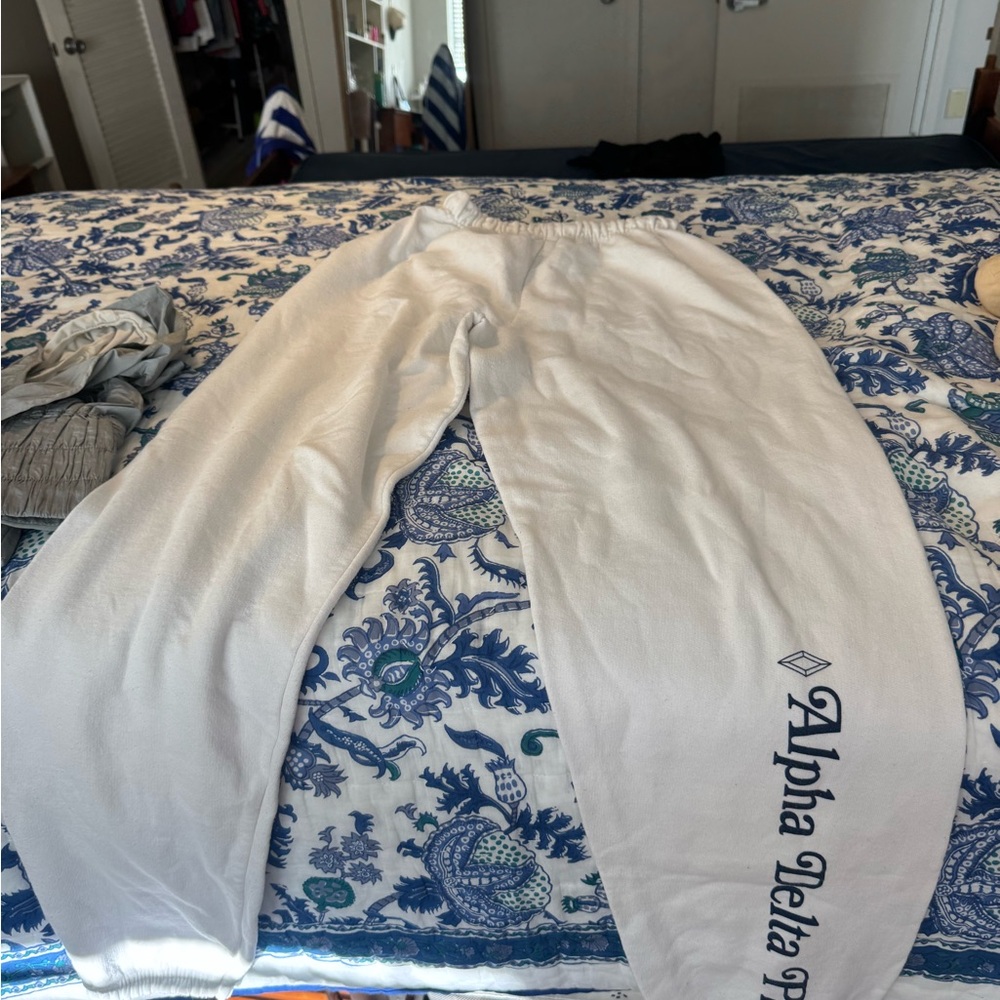 Alpha Delta Pi White Sweatpants